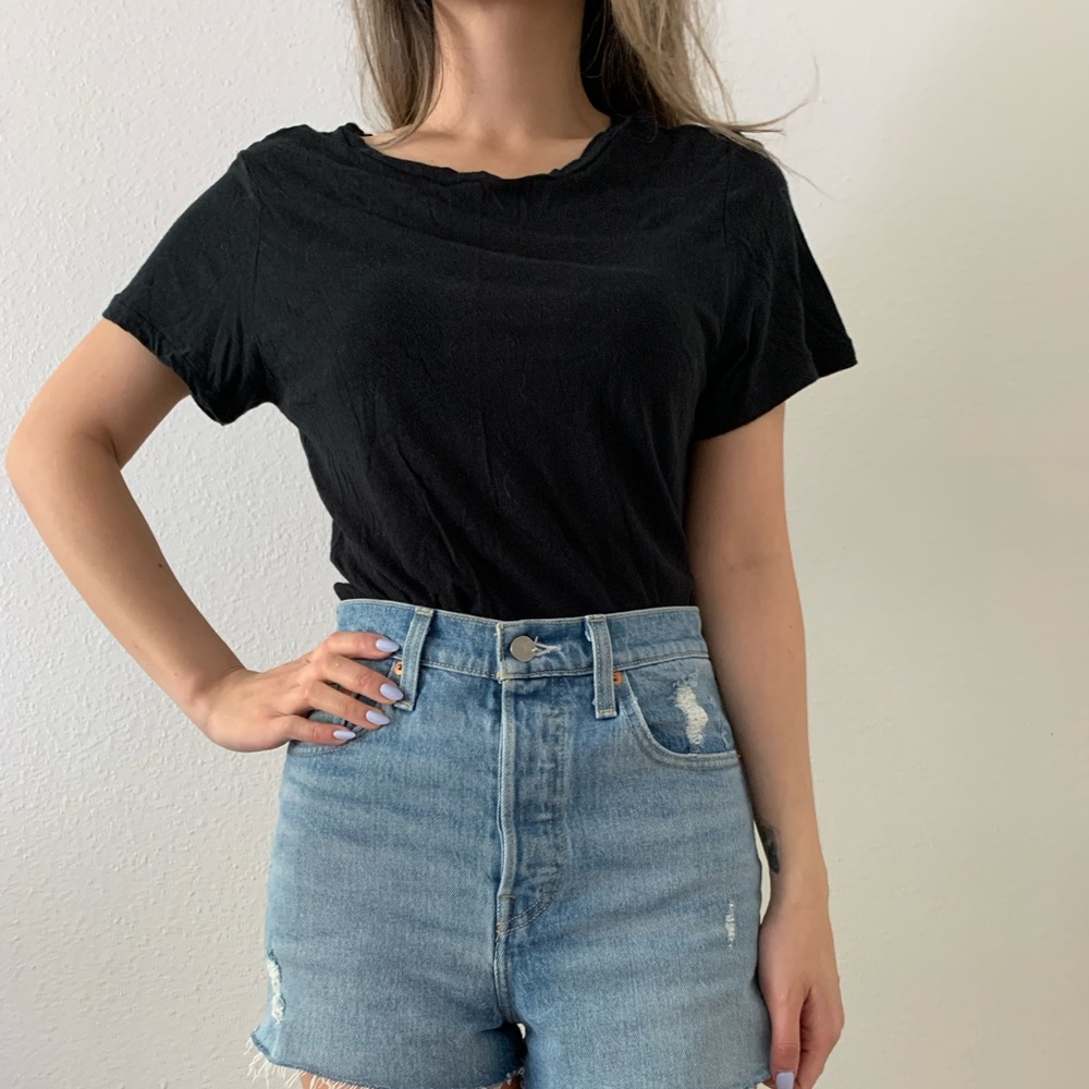 American Apparel - soft black T-shirt bodysuit with snap bottom closure - size M